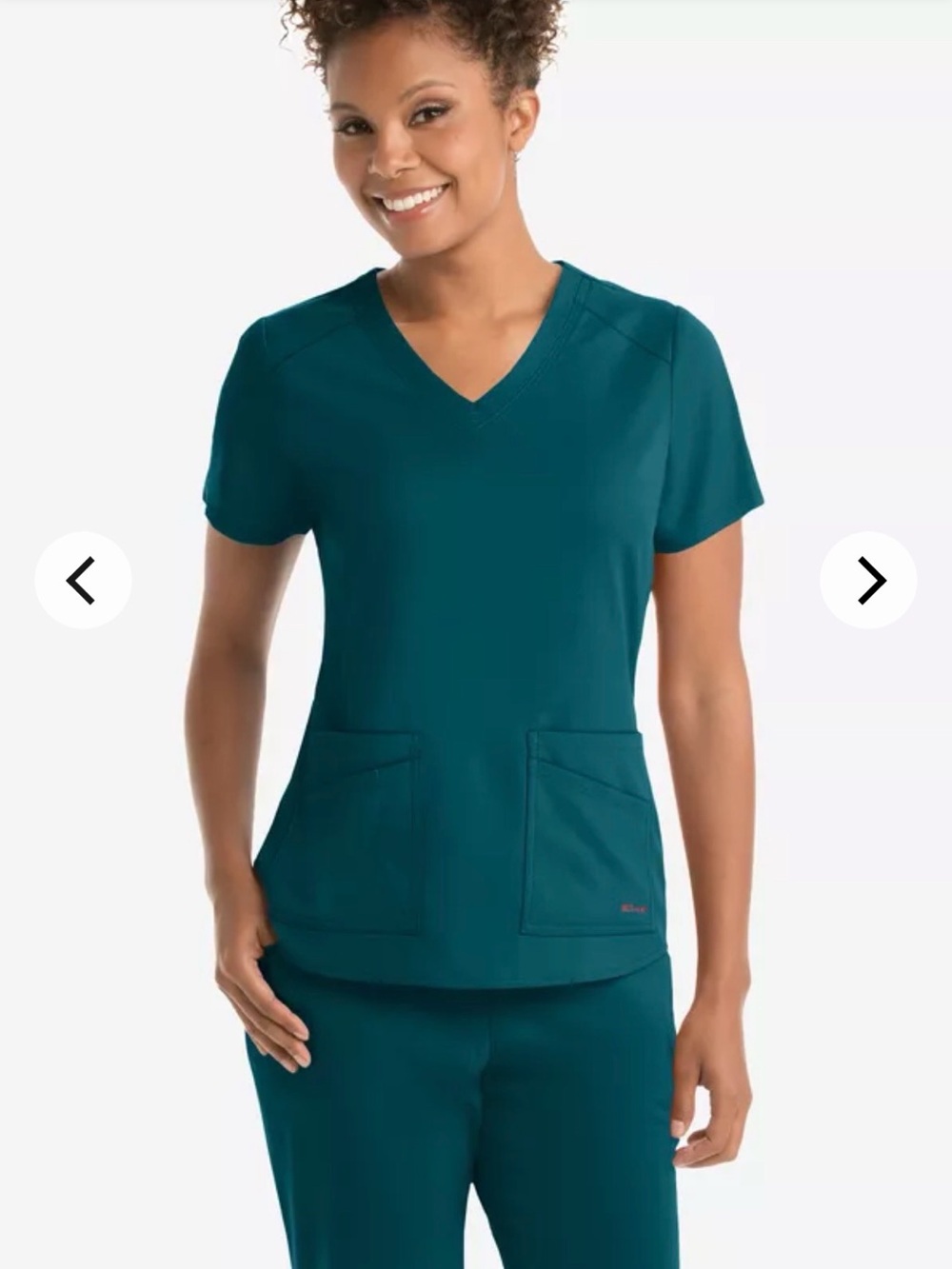 GREY'S ANATOMY Stretch 4 Pocket V-Neck Scrub Top Women's Medium Teal